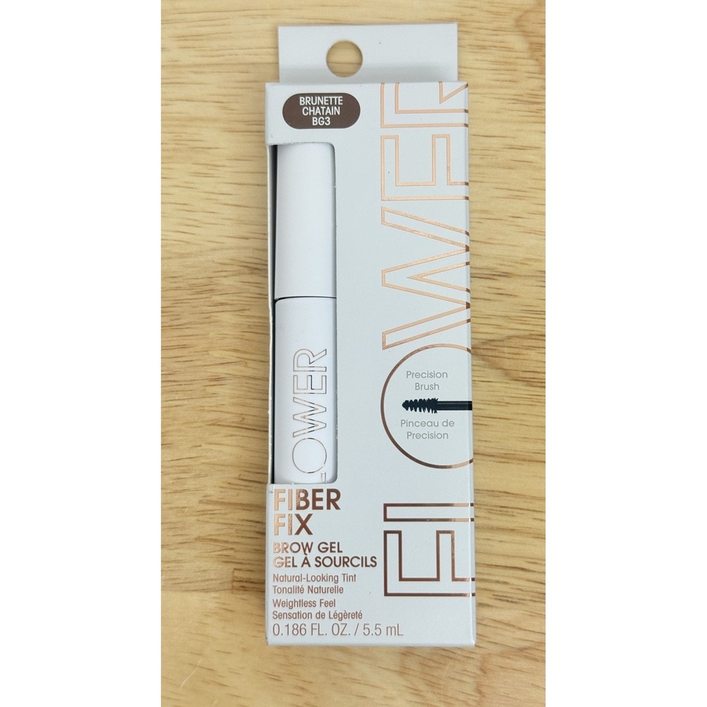 Flower Fiber Fix Brow Gel, Precision Brush Brunette Chastain‎ BG3 0.186 Fl Oz